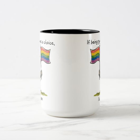 Funny Gay Duck Goose Rainbow Flag Zweifarbige Tasse (Mittel)