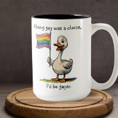 Funny Gay Duck Goose Rainbow Flag Zweifarbige Tasse