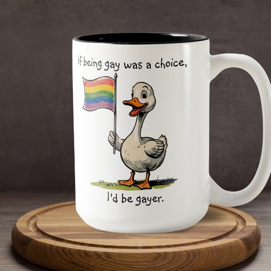 Funny Gay Duck Goose Rainbow Flag Zweifarbige Tasse
