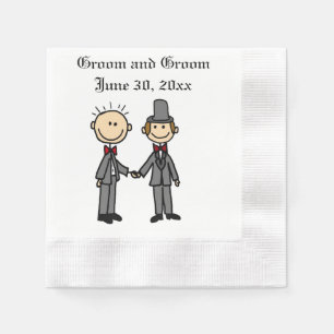 Funny Gay Marriage Grooms Cartoon Serviette
