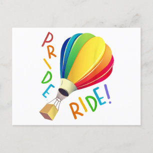 Funny Gay Pride Hot Air Ballon Rainbow Ride Gays Postkarte