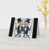 Funny Gay Wedding Groom and Groom Strichmännchen Karte (Gelbe Blume)