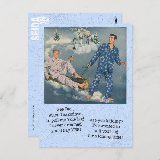 Funny Gay Weihnachten Log Postcard Postkarte (Vorne/Hinten)
