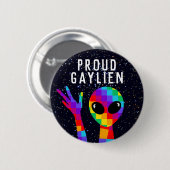 Funny GAYLIEN LGBT Gay Pride Button (Vorne & Hinten)