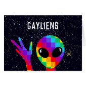 Funny Gayliens LGBTQ+ Prix Custom Card (Vorderseite (Horizontal))