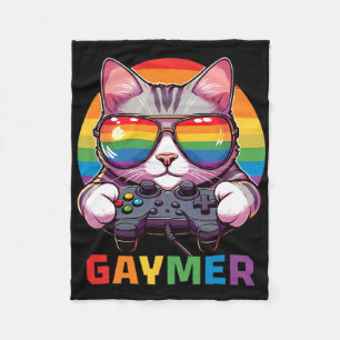 Funny Gaymer Cat Gamer Lgbtq Pride Rainbow Video G Fleecedecke