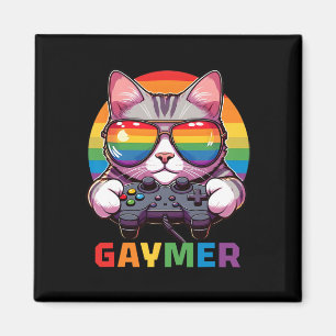 Funny Gaymer Cat Gamer Lgbtq Pride Rainbow Video G Magnet