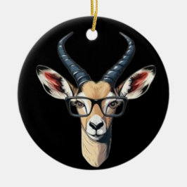 Funny Gazelle Gesicht für Safari und Brillenliebha Keramik Ornament