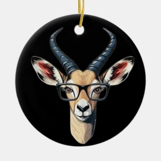 Funny Gazelle Gesicht für Safari und Brillenliebha Keramik Ornament (Vorne)
