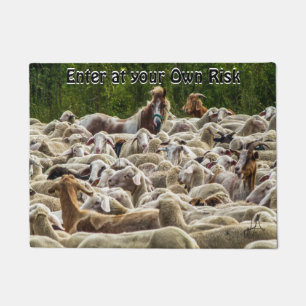 Funny geben Sie bei Ihrem eigenen Risiko Farm Tier Fußmatte