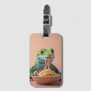 Funny Gecko Eating Spaghetti Gepäckanhänger