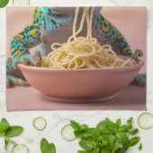 Funny Gecko Eating Spaghetti Geschirrtuch (Gefaltet)