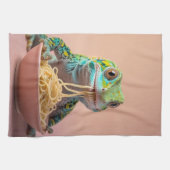 Funny Gecko Eating Spaghetti Geschirrtuch (Horizontal)