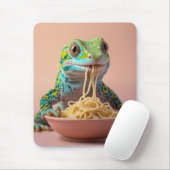 Funny Gecko Eating Spaghetti Mousepad (Mit Mouse)