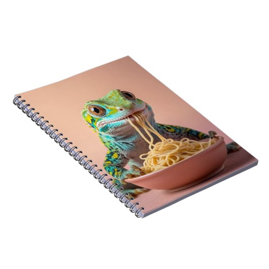 Funny Gecko Eating Spaghetti Notizblock (Rechte Seite)