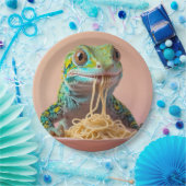Funny Gecko Eating Spaghetti Pappteller (Party)