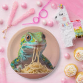 Funny Gecko Eating Spaghetti Pappteller (Party)