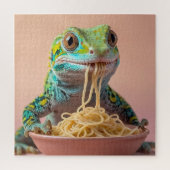 Funny Gecko Eating Spaghetti Puzzle (Vertikal)