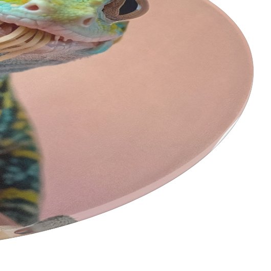 Funny Gecko Eating Spaghetti Schneidebrett (Ecke)