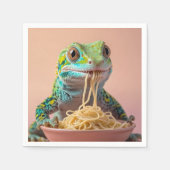 Funny Gecko Eating Spaghetti Serviette (Vorderseite)