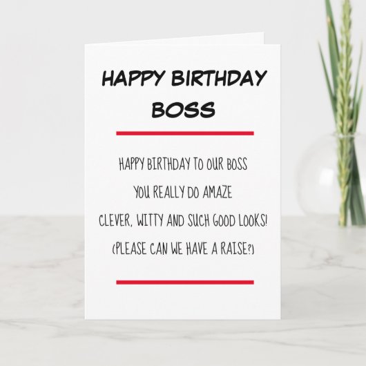 Funny Gedicht Boss Happy Birthday Karte (Vorderseite)