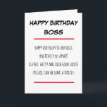 Funny Gedicht Boss Happy Birthday Karte<br><div class="desc">Ein lustiges Gedicht mit der Visitenkarte zum Geburtstag. Erstaunliche Vers zu senden an Ihren Manager an seinem Geburtstag. Unglaublich witzig und frech!</div>