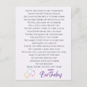 Funny Gedicht für Mama Geburtstag Postkarte (Vorderseite)