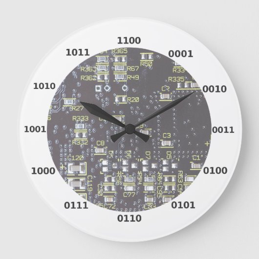 Funny Geek Binary Clock mit Circuit Board Effekt Große Wanduhr (Vorderseite)