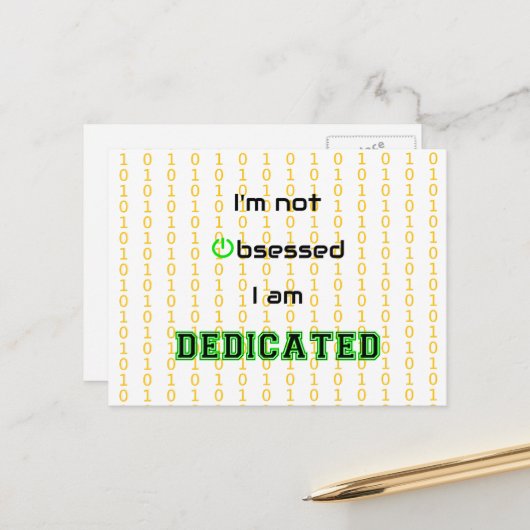 Funny Geek gewidmet nicht besessen Postkarte (Vorderseite/Rückseite Beispiel)