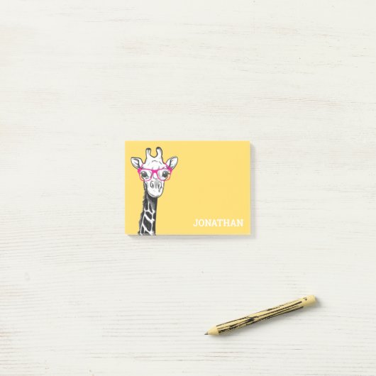 Funny Geek Giraffe Yellow Post-it Klebezettel (Auf Schreibtisch)