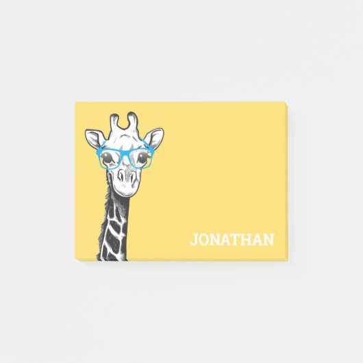 Funny Geek Giraffe Yellow Post-it-Notes Post-it Klebezettel (Vorderseite)