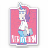 Funny Geek Nerdycorn Nerd Unicorn Man Aufkleber (Vorderseite)