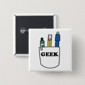 Funny GEEK Pocket Protector Button (Vorne & Hinten)