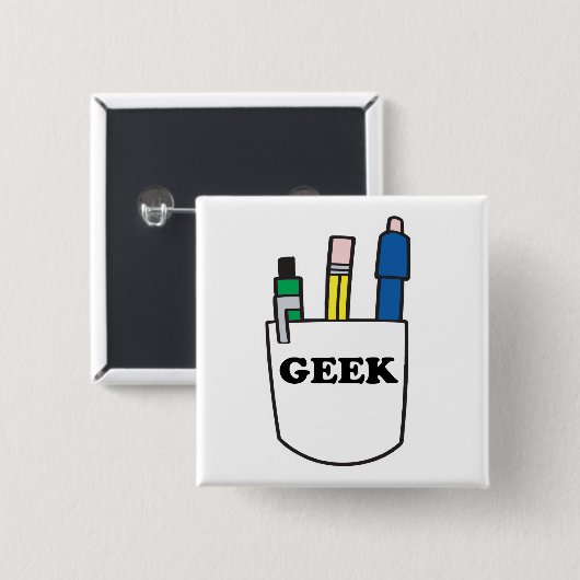 Funny GEEK Pocket Protector Button (Vorne & Hinten)