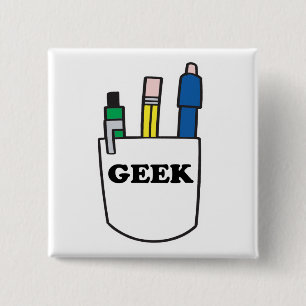 Funny GEEK Pocket Protector Button