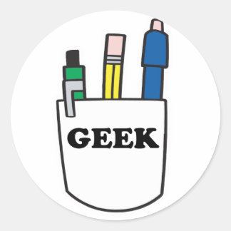 Funny GEEK Pocket Protector Runder Aufkleber