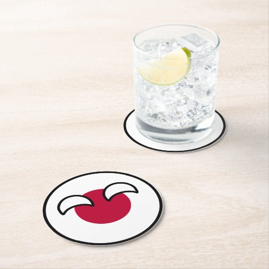 Funny Geeky Japan Countryball Flag Runder Pappuntersetzer (Vor Ort)