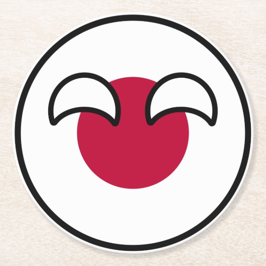 Funny Geeky Japan Countryball Flag Runder Pappuntersetzer (Vorderseite)