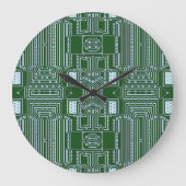 Funny Geeky Nerd Computer Circuit Board Muster Große Wanduhr (Vorderseite)