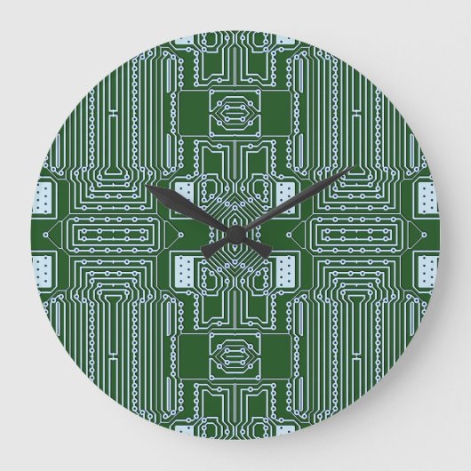 Funny Geeky Nerd Computer Circuit Board Muster Große Wanduhr (Vorderseite)