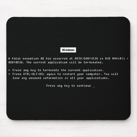 Funny Geeky Windows Fehler Mousepad (Vorne)