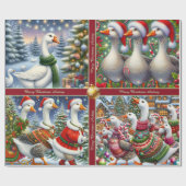 Funny Geese Christmas Wrapping Paper Geschenkpapier (Flach)