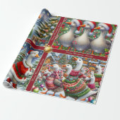Funny Geese Christmas Wrapping Paper Geschenkpapier (Ungerollt)
