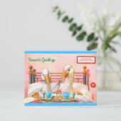 Funny Geese Frühstück im Bett Weihnachten 1908 Kop Postkarte (Stehend Vorderseite)