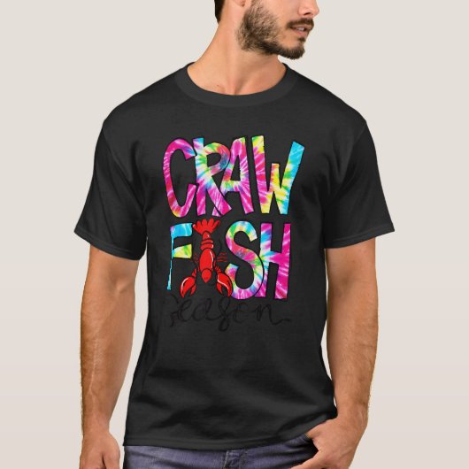 Funny Gefärbte Krawatte Crawfish Season Mardi Gras T-Shirt (Vorderseite)