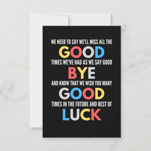 Funny geht weg Farewell Mitteilungskarte (Vorderseite)