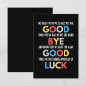 Funny geht weg Farewell Mitteilungskarte (Vorne/Hinten)