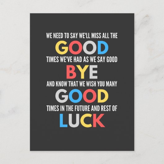 Funny geht weg Farewell Postkarte (Vorderseite)