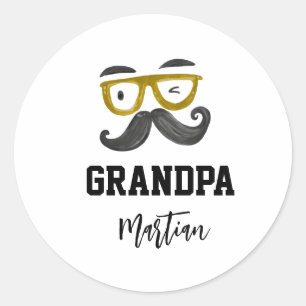 Funny gelb Klassen und Mustache Grandpa Brauch Runder Aufkleber