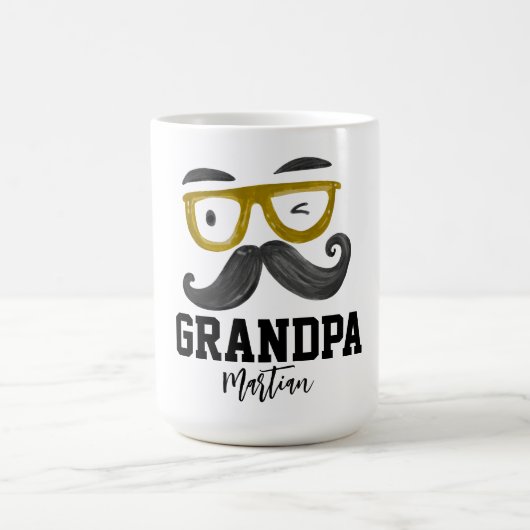 Funny gelb Klassen und Schnurrbart Custom Opa Kaffeetasse (Mittel)